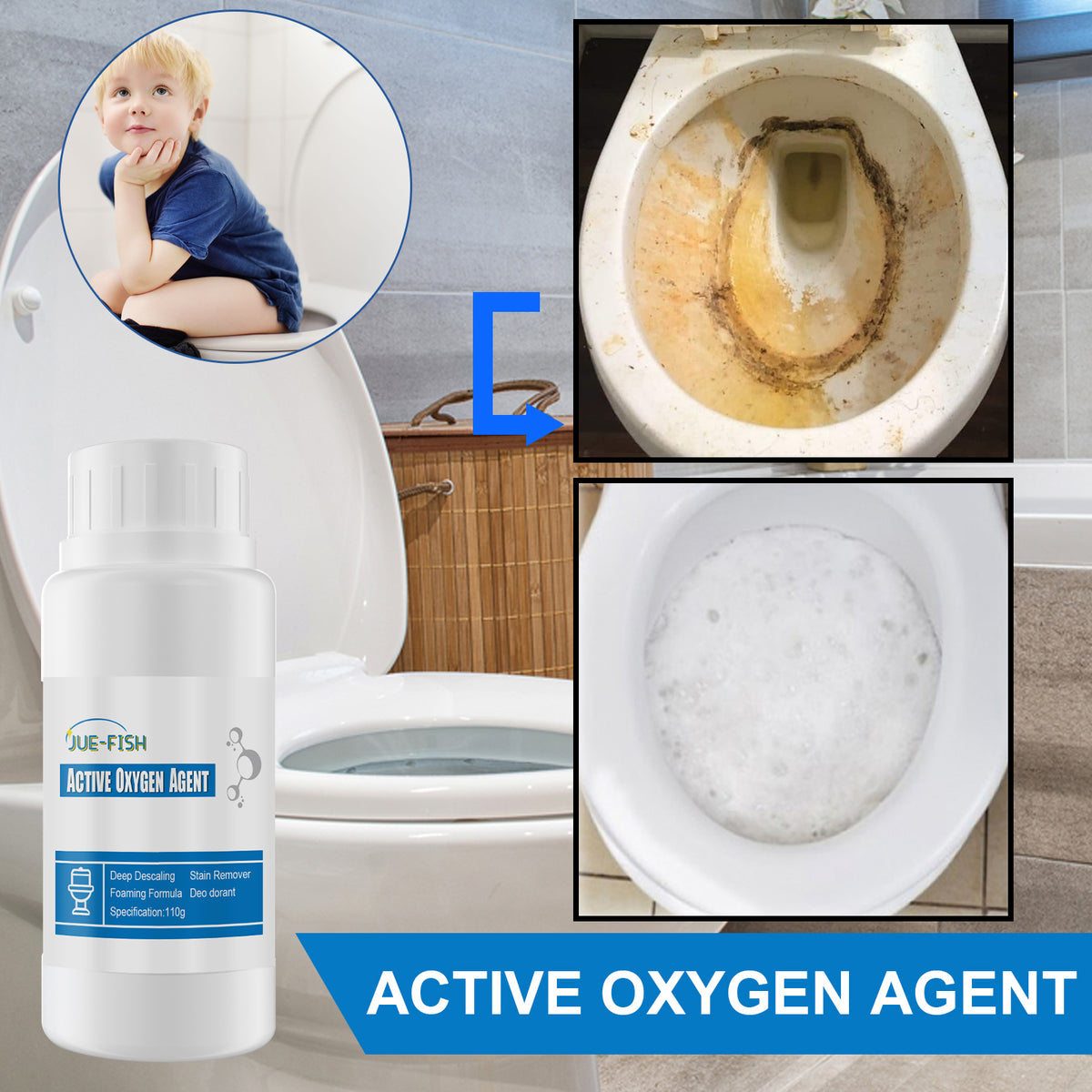 Active Oxygen Toilet Cleaner for Deep Stain Removal