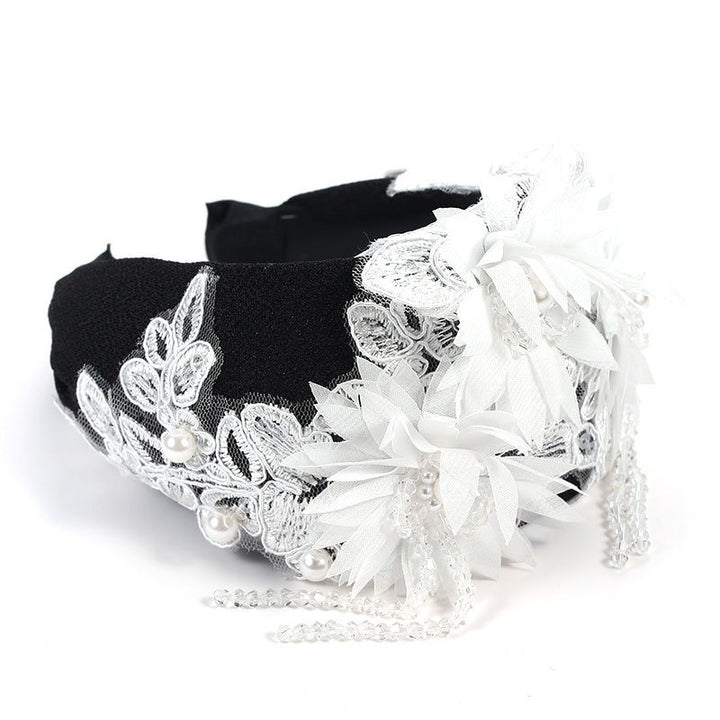 Embroidered Flower Hair Hoop for Romantic Event Style