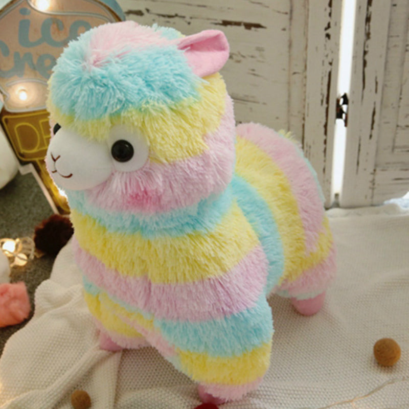 Rainbow Alpaca Plush Toy for Cheerful Cozy Cuddles