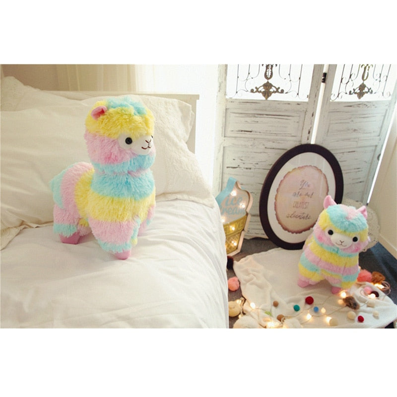 Rainbow Alpaca Plush Toy for Cheerful Cozy Cuddles
