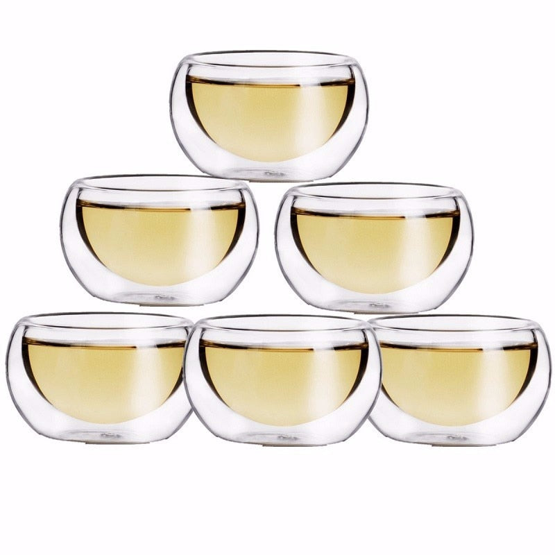 50ml Double Wall Glass Tea Cup for Gongfu Tea Tasting
