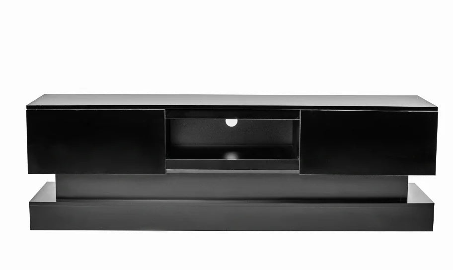 Black High Gloss TV Stand with LED Lights for 55 TVs