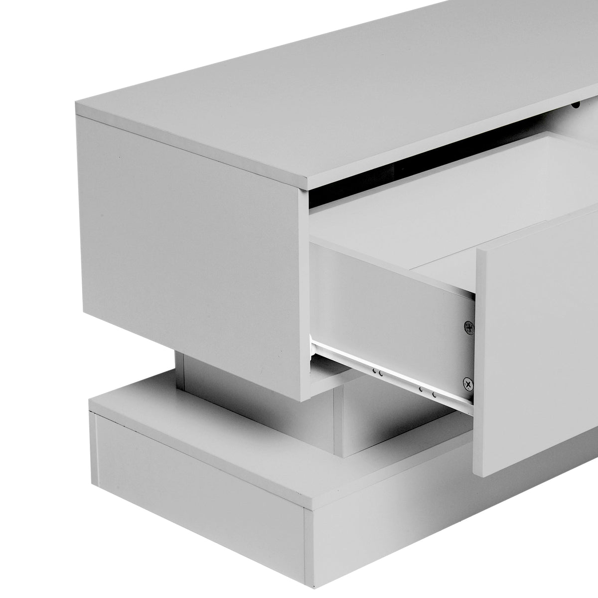 High Gloss White TV Stand with LED Lights for 55 Inch TVs