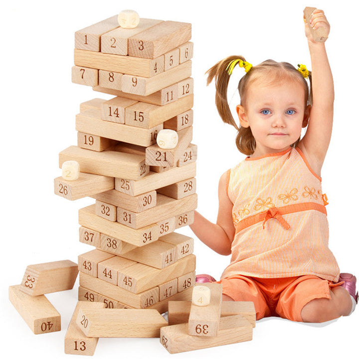 51 Numbered Wooden Blocks for Counting & Stacking Play