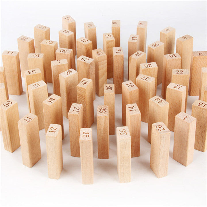 51 Numbered Wooden Blocks for Counting & Stacking Play
