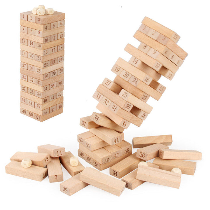51 Numbered Wooden Blocks for Counting & Stacking Play