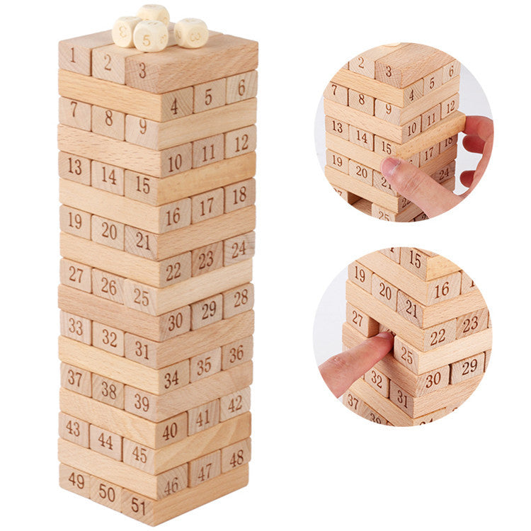 51 Numbered Wooden Blocks for Counting & Stacking Play