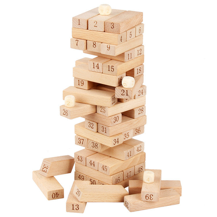 51 Numbered Wooden Blocks for Counting & Stacking Play