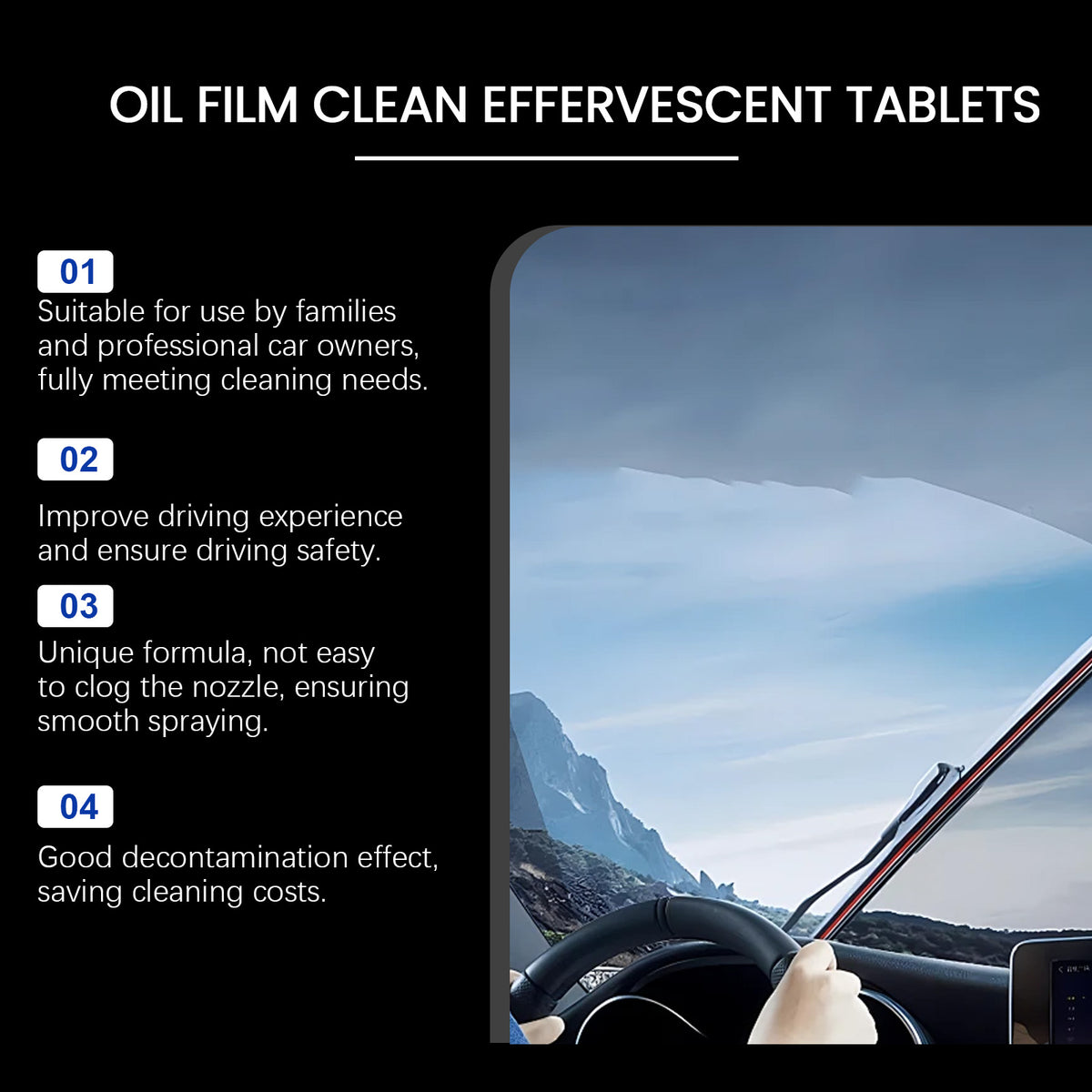 Windshield Oil Film Cleaner Tablets for Clearer Glass