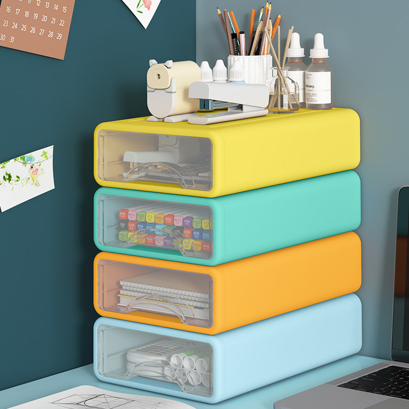 Stackable Desk Drawer Organizer, Clear Pastel Drawers