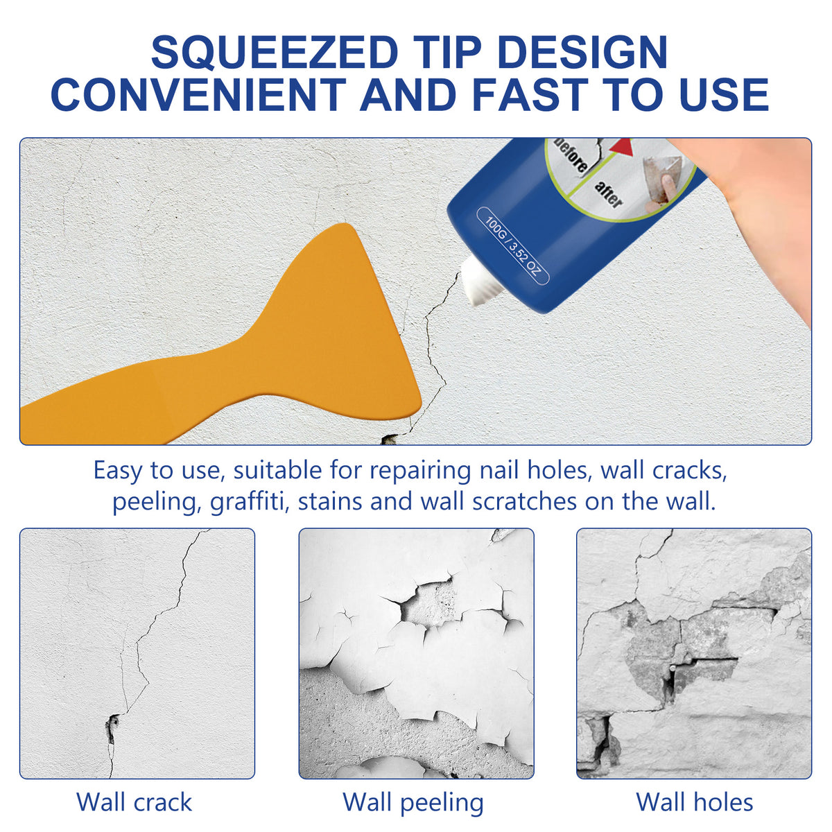 Wall Repair Paste for Fast Crack & Hole Touch-Ups