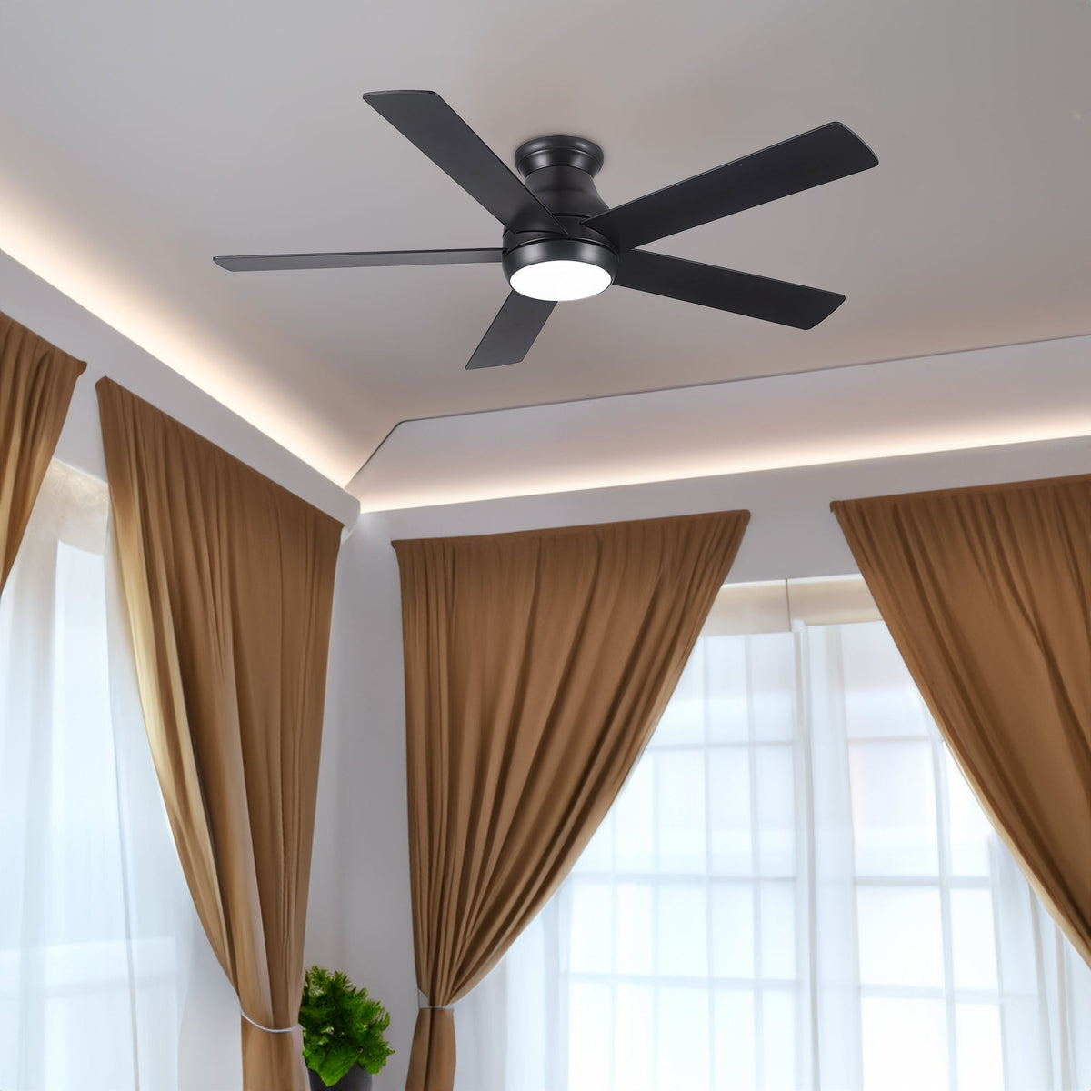 Low Profile 52 Inch Ceiling Fan with LED Light and Remote