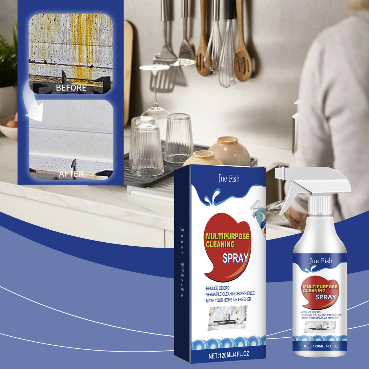 Multipurpose Cleaning Spray for Kitchen Grease & Stains