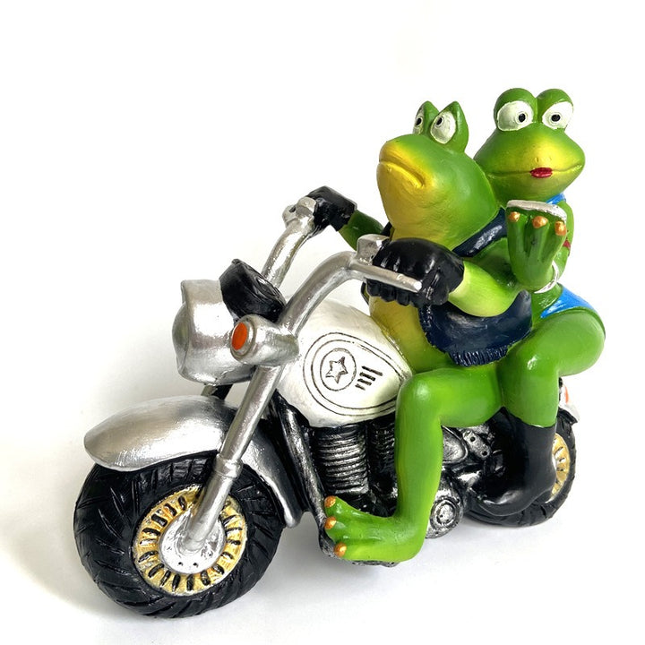 Frog Motorcycle Figurine: Quirky Biker Decor Gift Idea