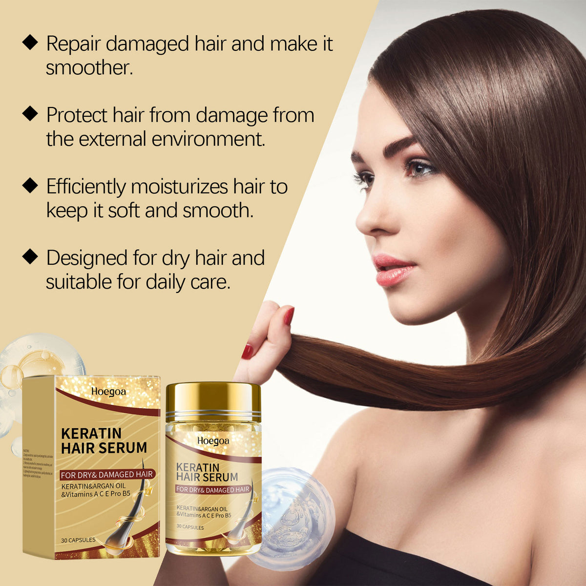 Argan Hair Oil Capsules for Smooth, Glossy Hair Care