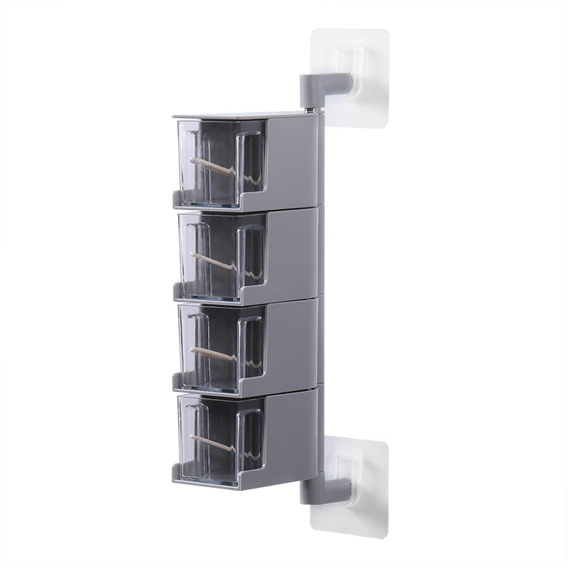 Wall-Mounted Spice Rack with Rotating Drawers, No Drilling