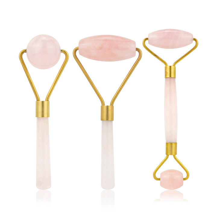 Rose Quartz Facial Massage Set — Smooth Wrinkles, Boost Glow
