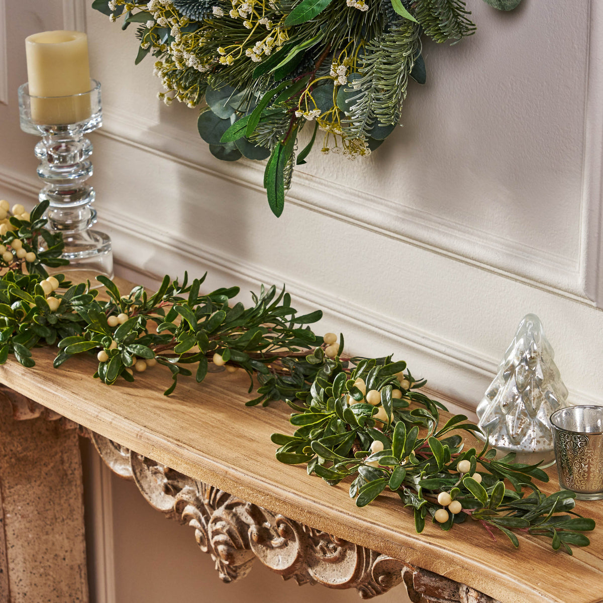 54-Inch Snowberry Green Garland for Seasonal Decor