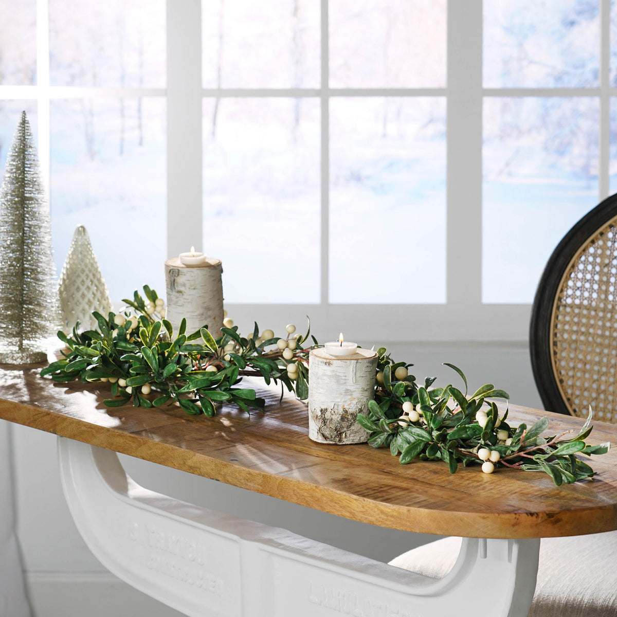 54-Inch Snowberry Green Garland for Seasonal Decor