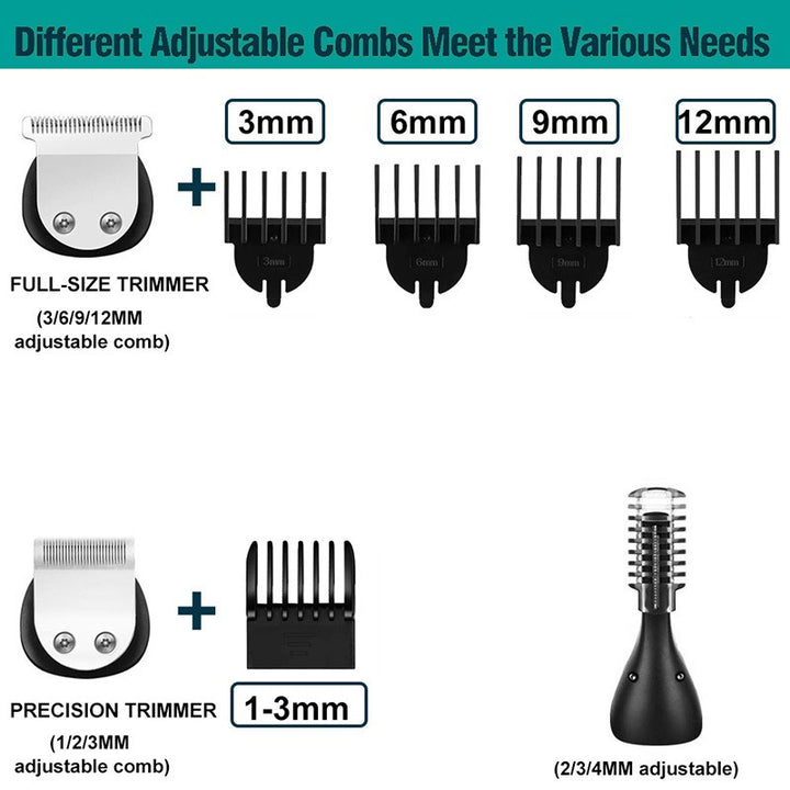 6-in-1 Hair Clippers Grooming Kit With LCD Display Cordless