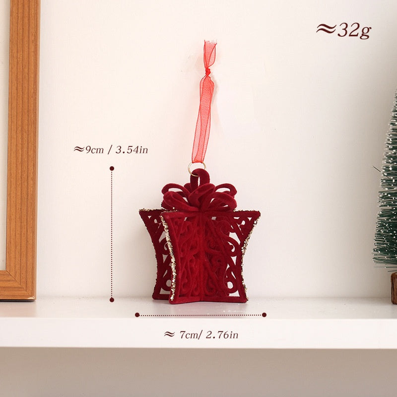 Velvet Red Christmas Ornaments With Sparkling Details