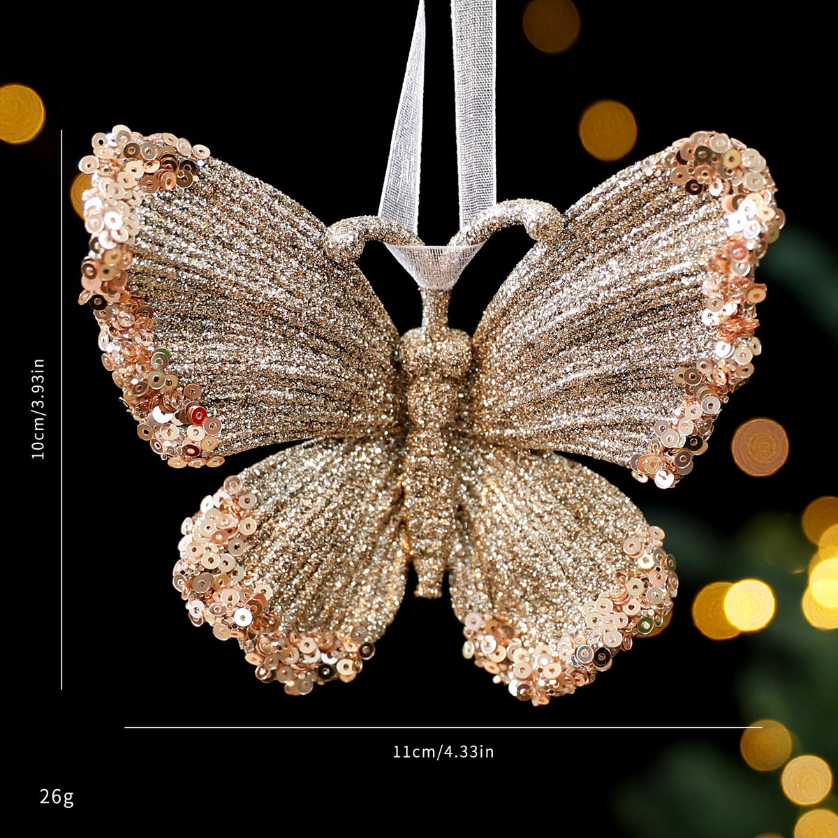 Christmas Tree Ornaments Champagne Gold Sparkling Decor