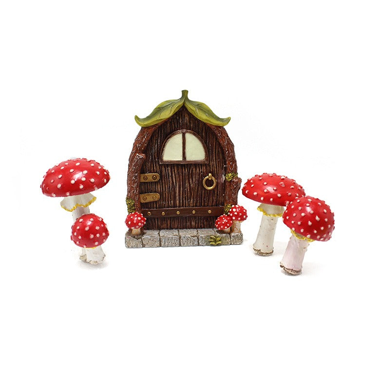 Fairy Garden Door & Mushroom Set for Outdoor Decor