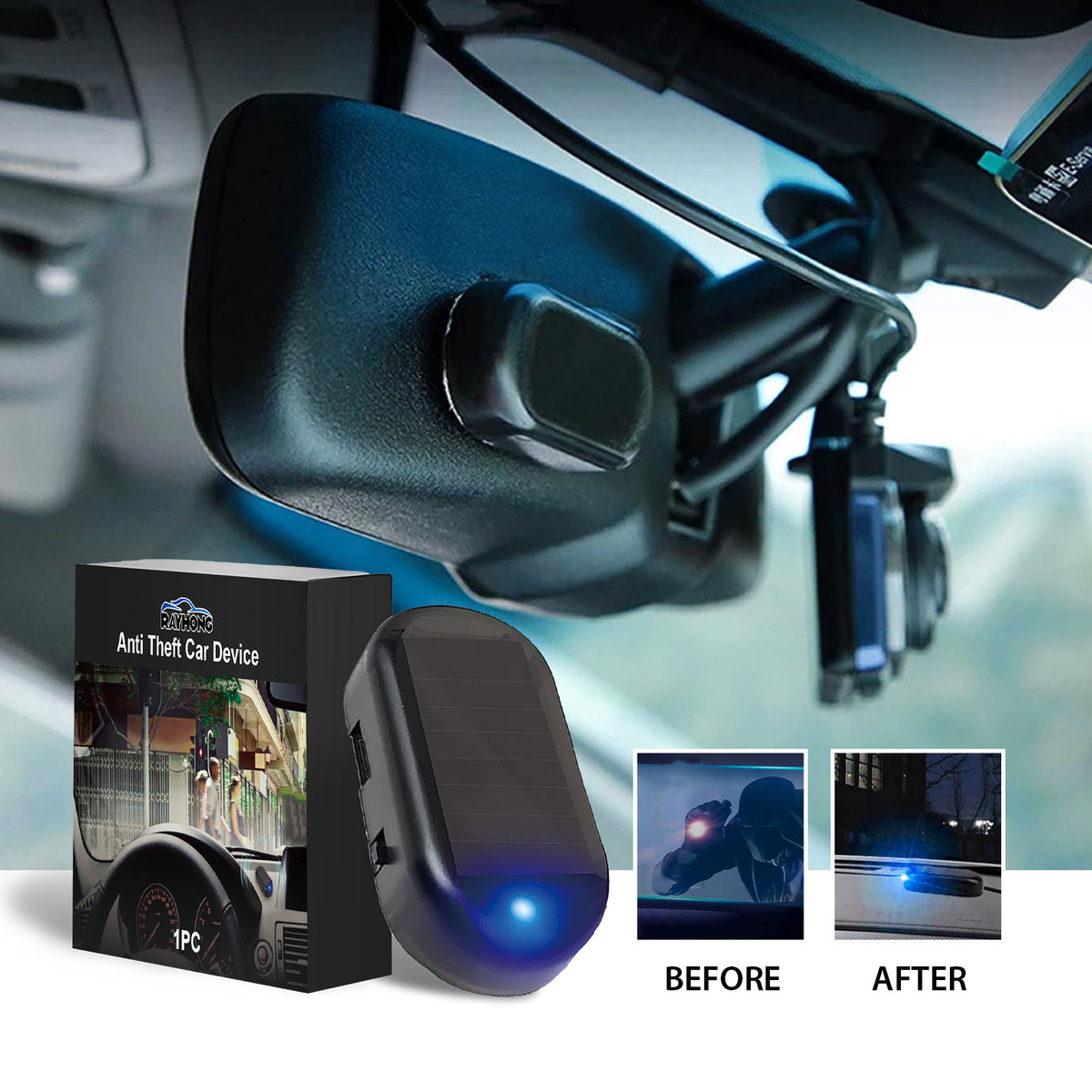 Anti-Theft Car Alarm Light With Flashing Blue LED