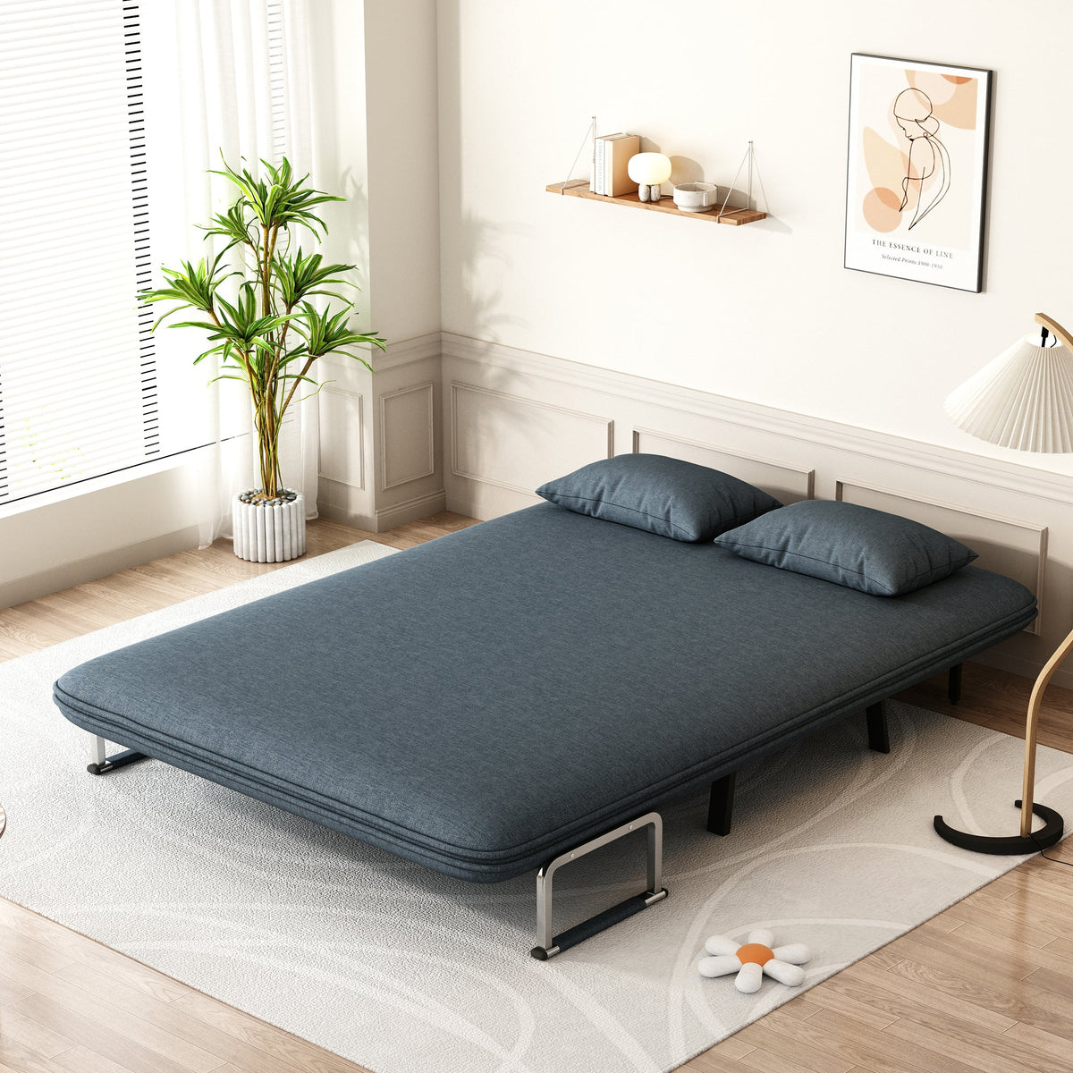 55-Inch Convertible Sofa Bed with Adjustable Backrest