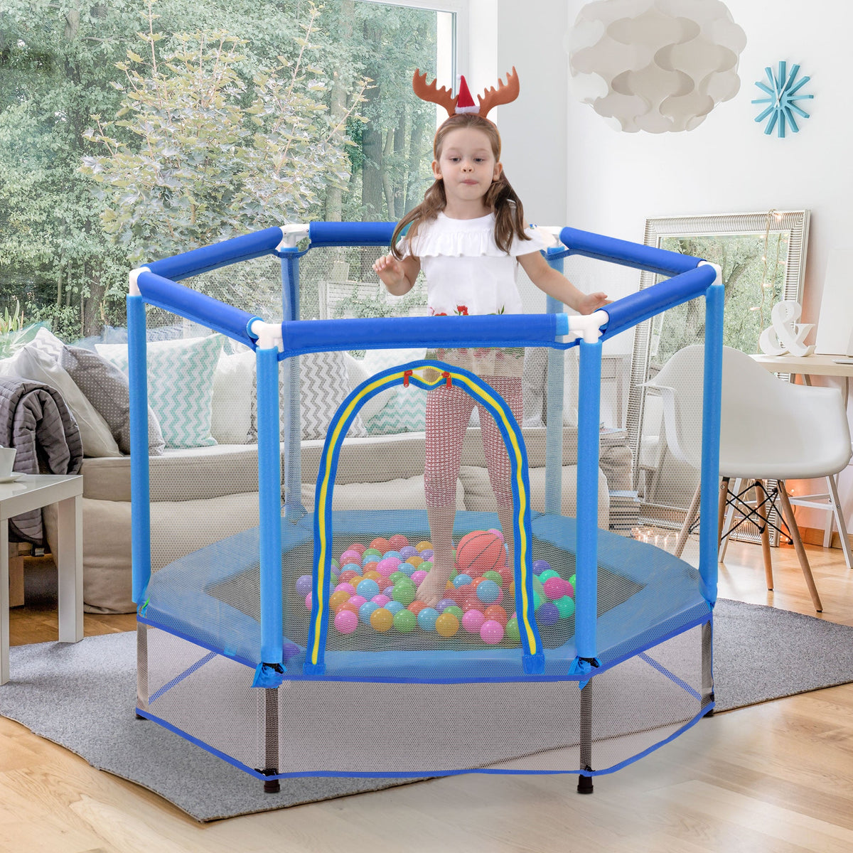 Toddler Trampoline with Safety Enclosure Net for Kids