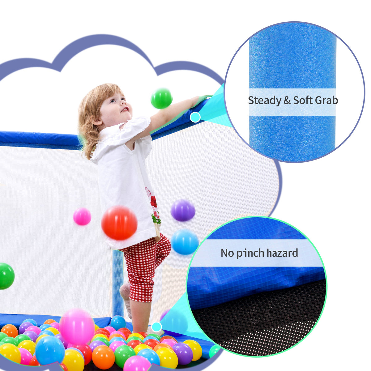 Toddler Trampoline with Safety Enclosure Net for Kids