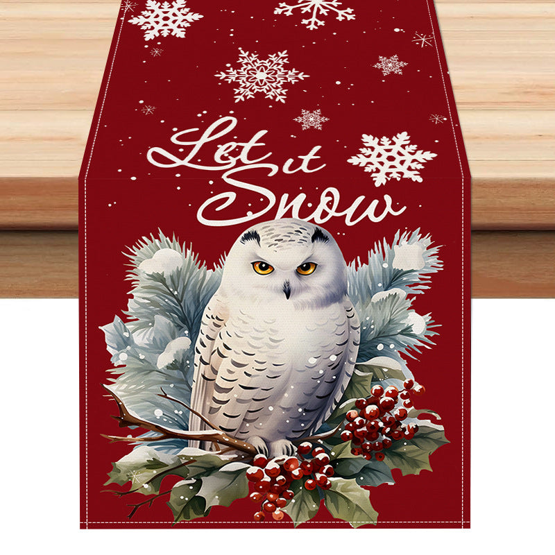 Owl Christmas Table Runner For A Festive Dining Table