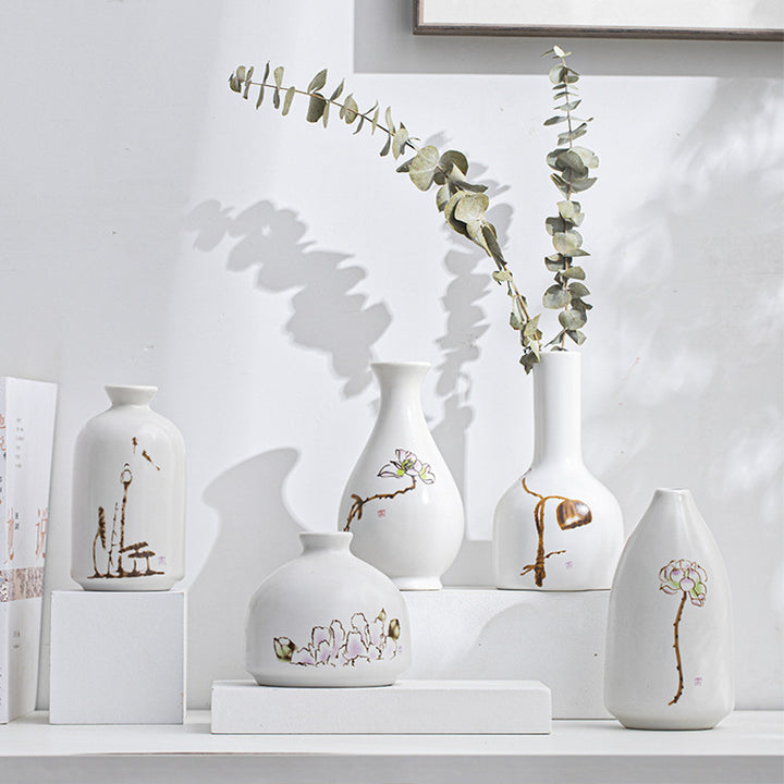 Hand-Painted Ceramic Vase for Desk and Shelf Decor