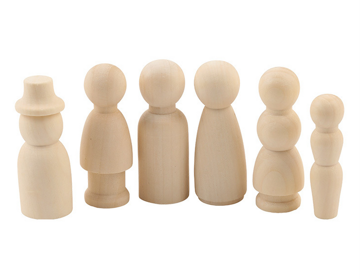 55-Piece Wooden Peg Dolls for Creative DIY Projects