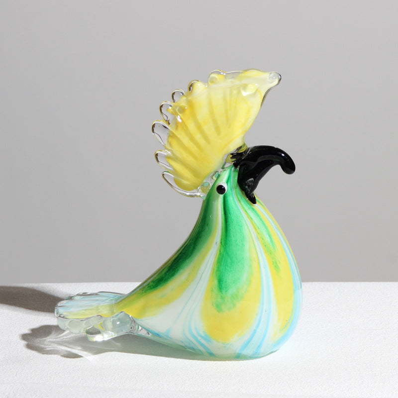 Hand-Blown Glass Bird Figurine for Colorful Displays