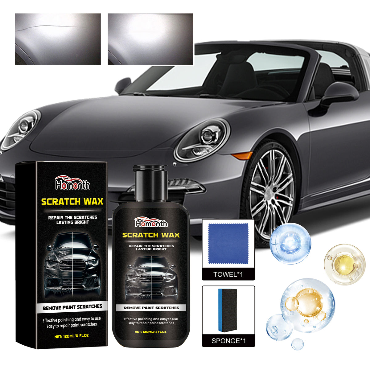 Car Scratch Repair Wax for Surface Paint Marks, 120ml