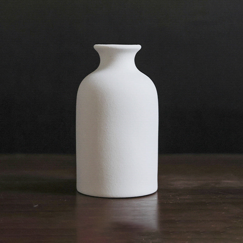 Matte White Ceramic Vase for Dried Flowers, Nordic Style