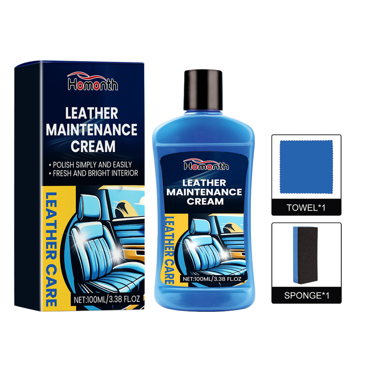 Leather Cleaner Cream for Fresh, Bright Car Interiors