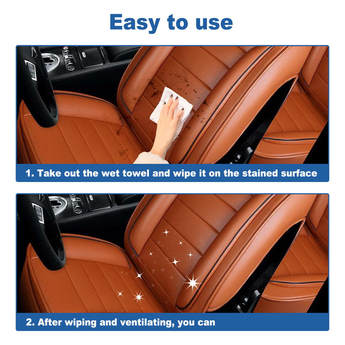 Leather Cleaning Wipes for Car Seats, Waterless Care