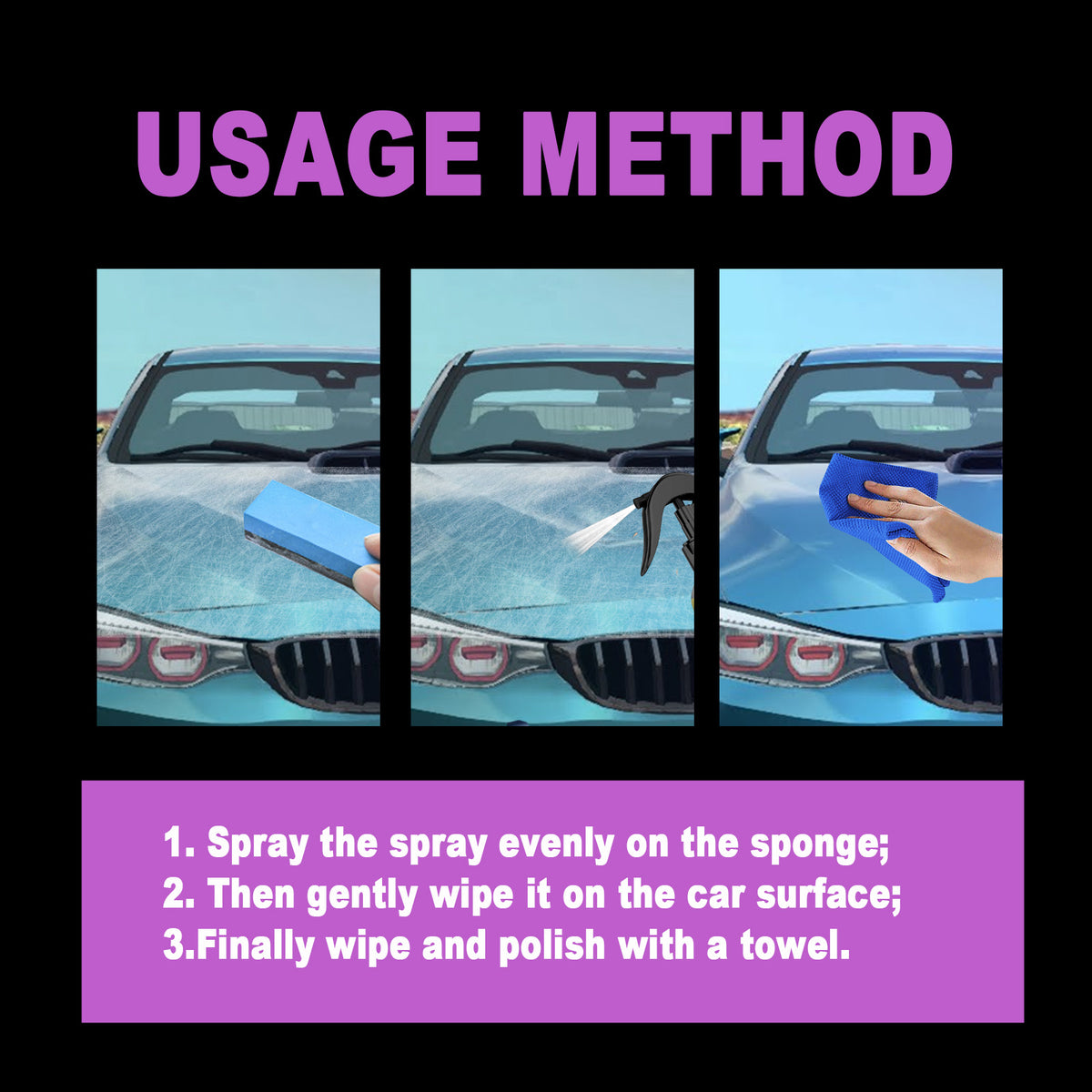 3-in-1 Car Coating Spray for Waterless Shine & Protection
