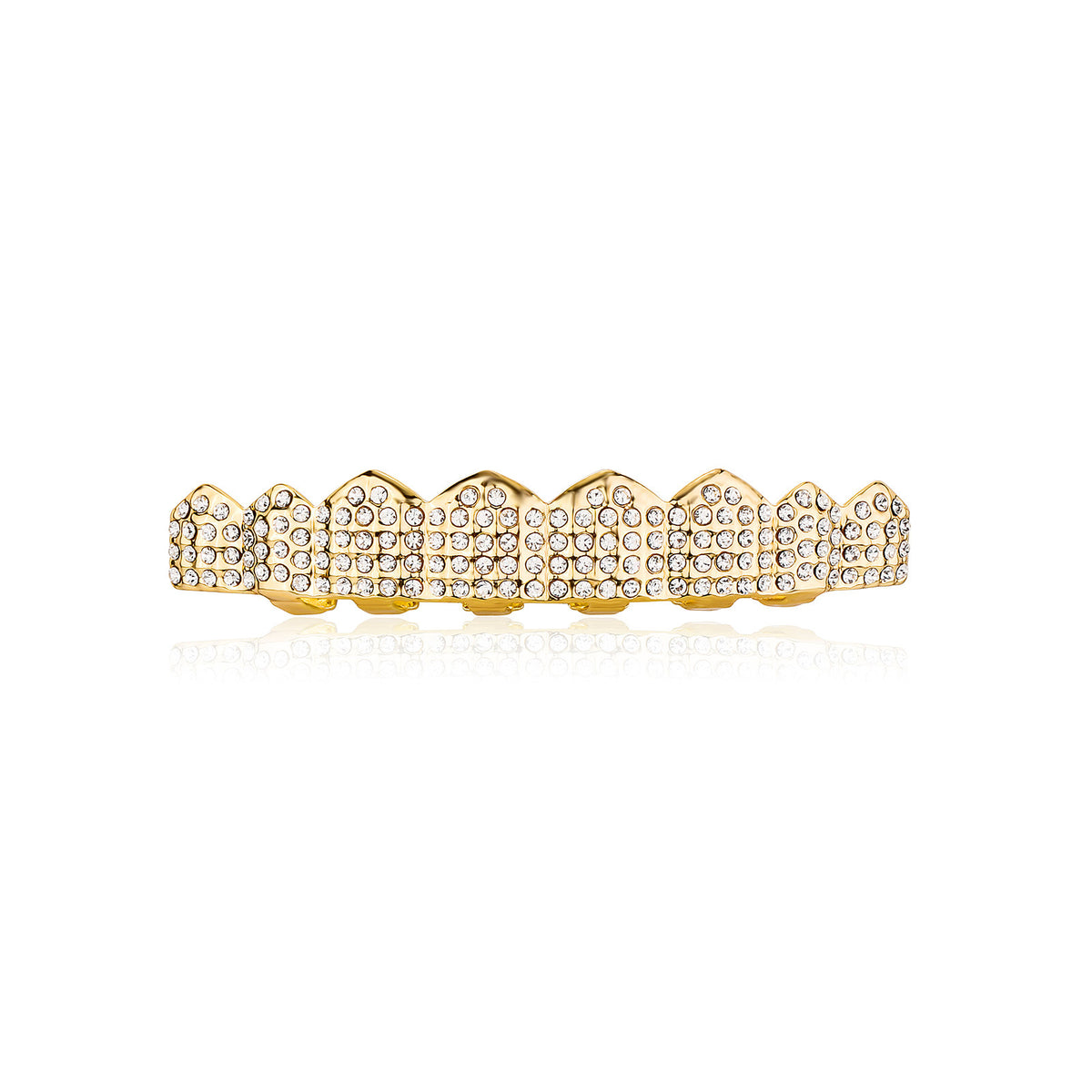 Gold Tooth Grillz Set — Full Iced-Out 8-Tooth Rhinestone