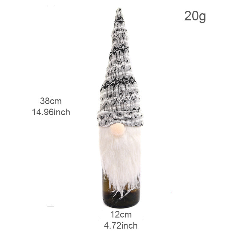 Knitted Gnome Wine Bottle Cover for Christmas Decor