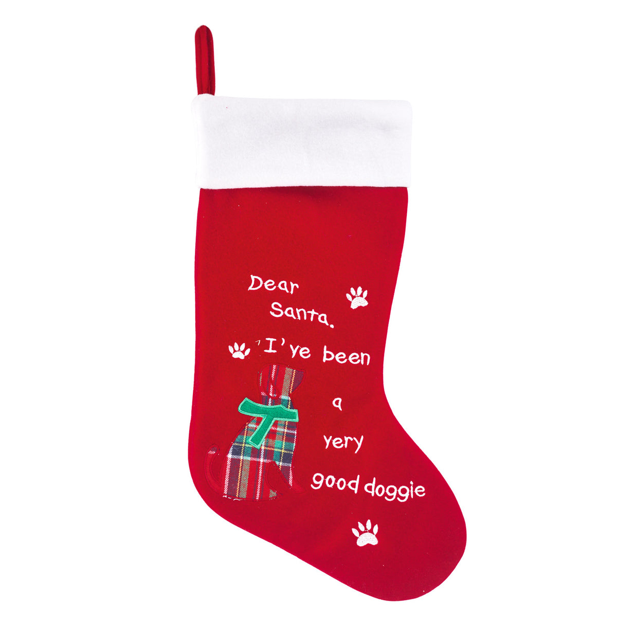 Pet Christmas Stocking Candy Gift Bag with Paw Print