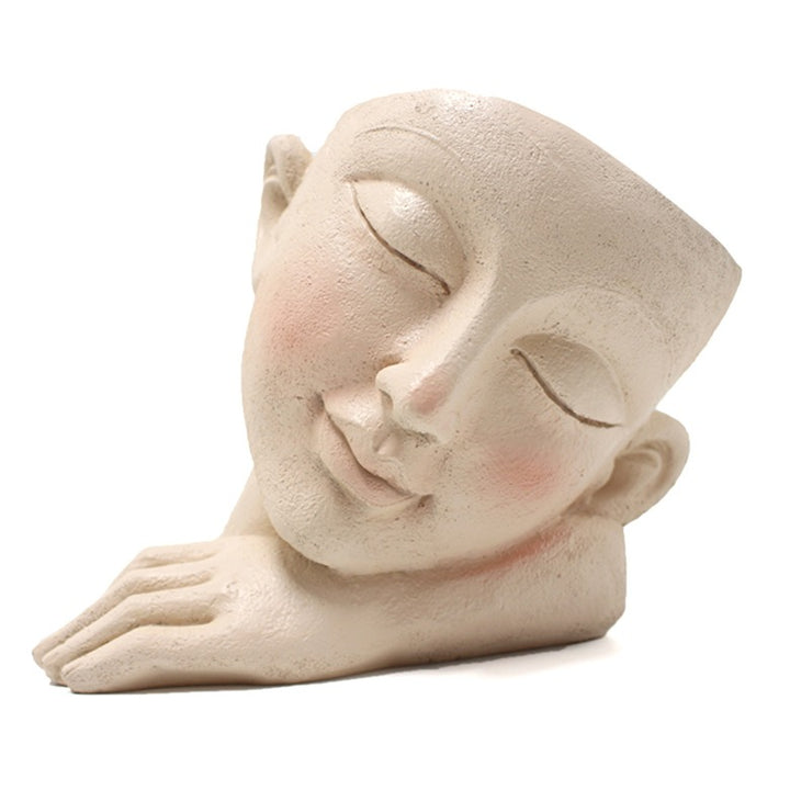 Sleeping Face Resin Flower Pot Planter for Shelf Decor