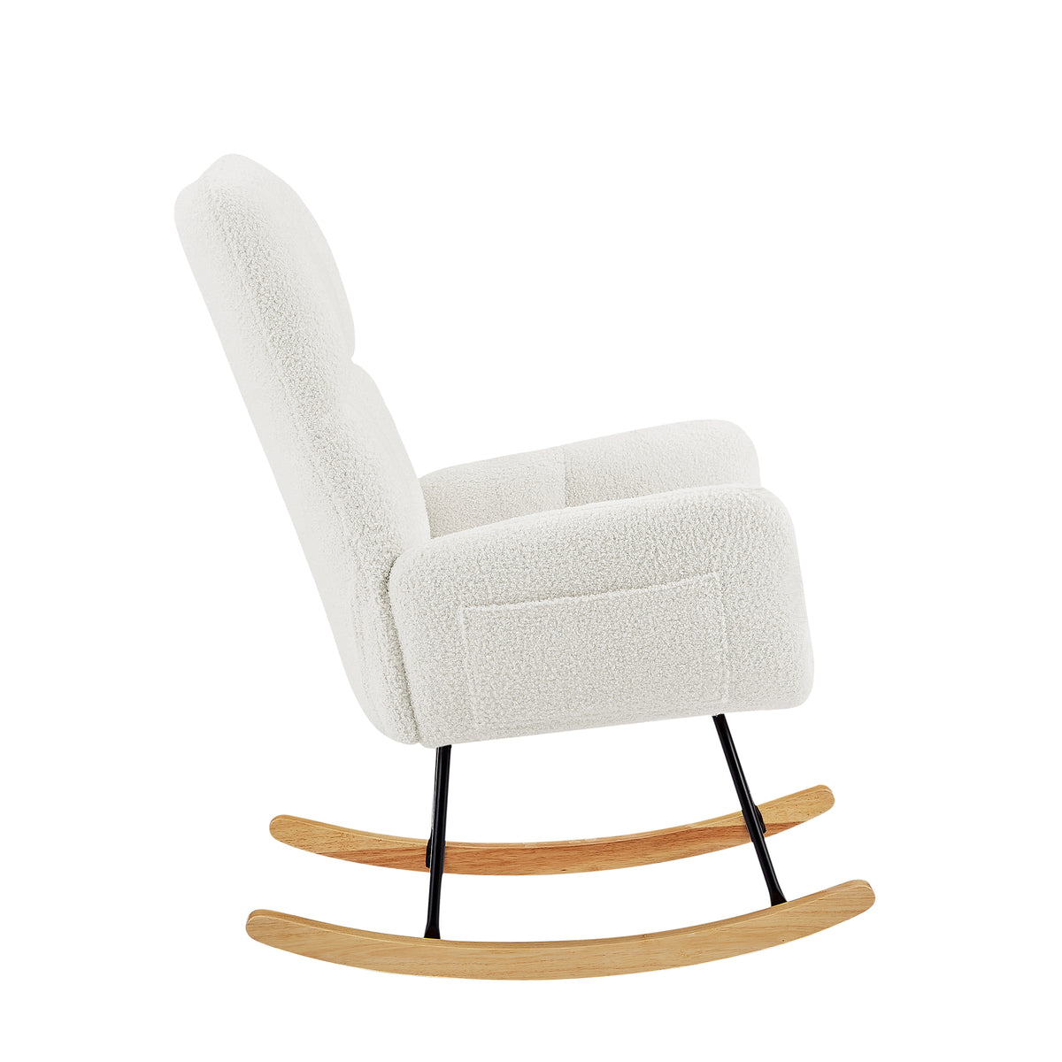 Off-White Teddy Boucle Rocking Chair for Nursery Comfort