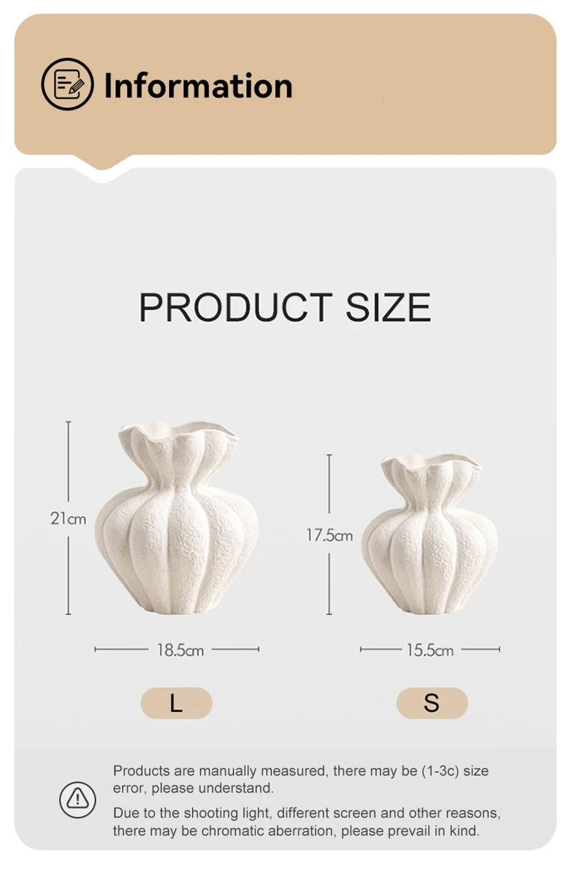 Wabi Sabi Ceramic Vase - Ribbed Ivory Sculptural Decor