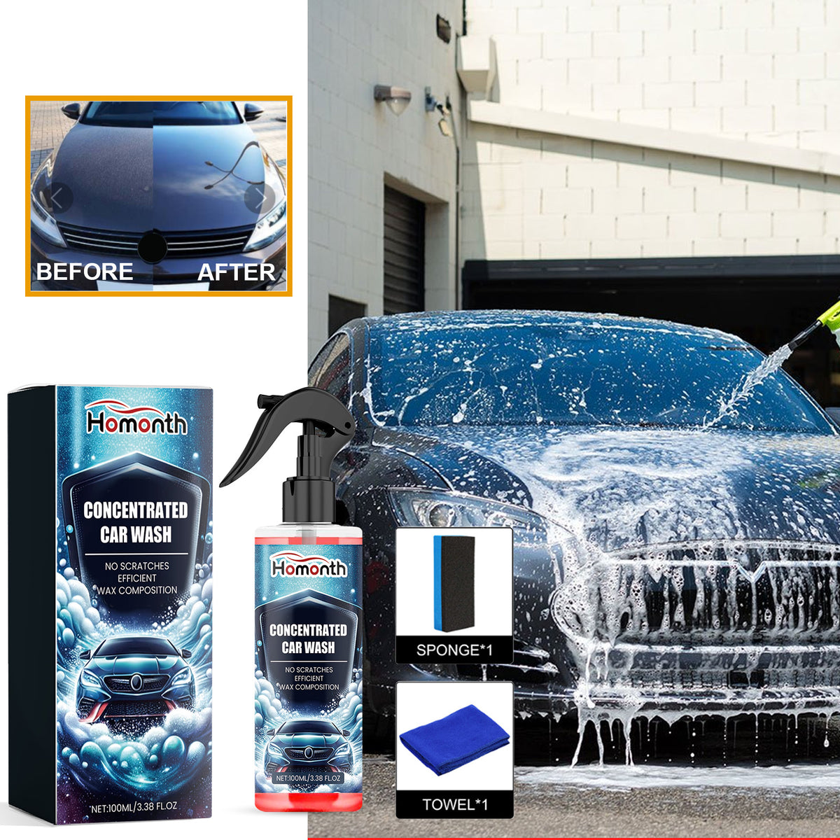 Concentrated Car Wash Spray for Scratch-Free Shine