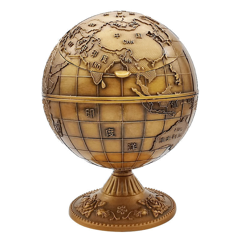 Lidded Globe Ashtray for Tidy, Clutter-Free Tabletops