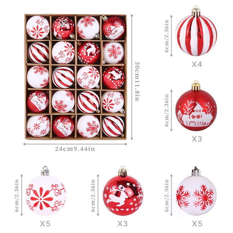 20-Piece Christmas Ball Ornament Set, 6cm Shatterproof