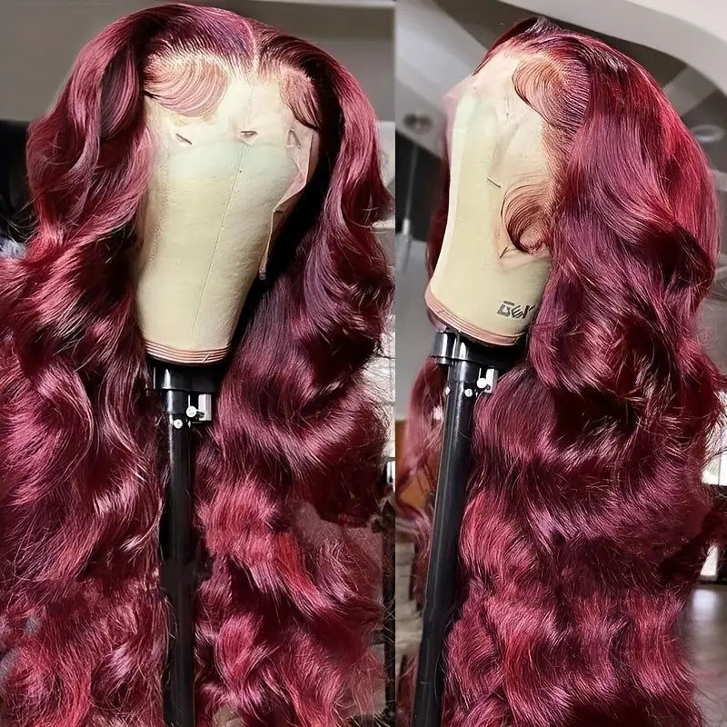 Wine Red Lace Front Wig for Long Wavy Glamorous Hair